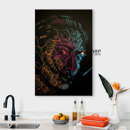 Salvador Dali Line Portrait Canvas Wall Art