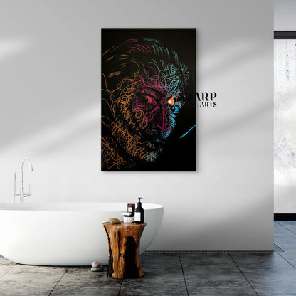 Salvador Dali Line Portrait Canvas Wall Art