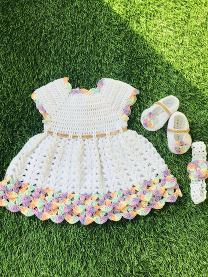 Shaded Frock With Booties and Hairband