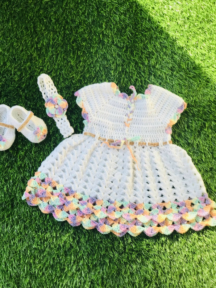 Shaded Frock With Booties and Hairband