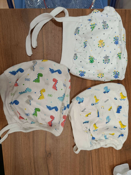 Simply Cotton Knit Tie Knot Caps Dino Print(Pack of 3)