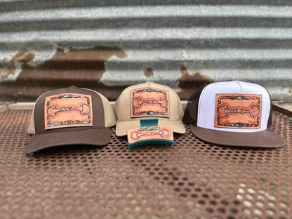 Snaffle Bit Hand Tooled Low Profile Trucker Cap