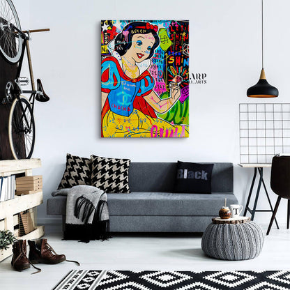 Snow White With Diamond Canvas Wall Art