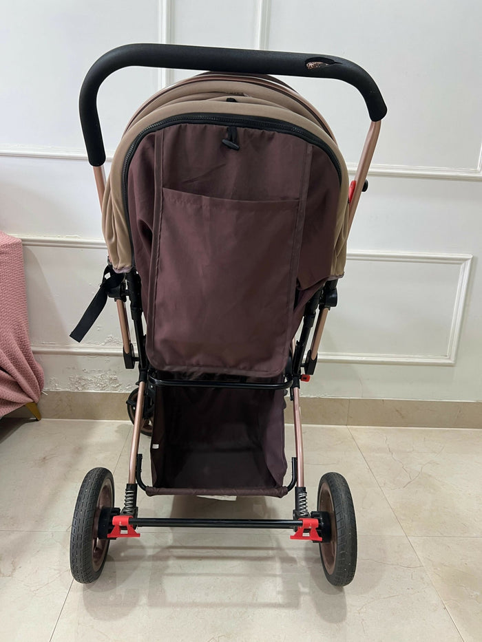 StarAndDaisy foldable baby stroller travel pram with reclining seat, sturdy wheels, safety harness, adjustable canopy, and compact foldable design for comfortable baby travel.