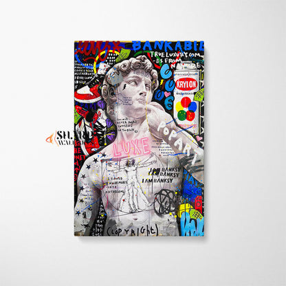 Statue Of David Graffiti Canvas Wall Art