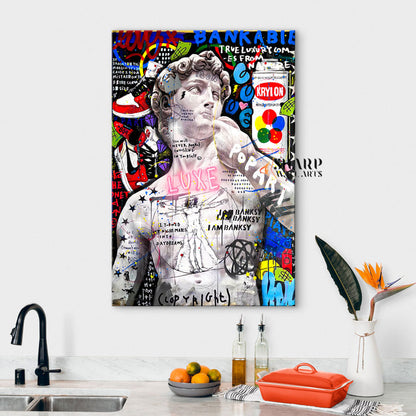 Statue Of David Graffiti Canvas Wall Art