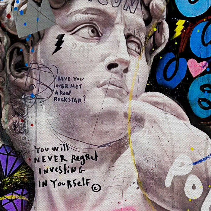 Statue Of David Graffiti Canvas Wall Art