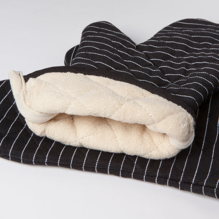 Superior Black Pinstripe Oven Mitt