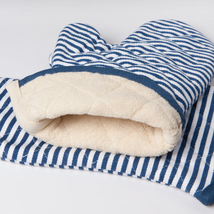 Superior Royal Blue Narrow Stripe Oven Mitt