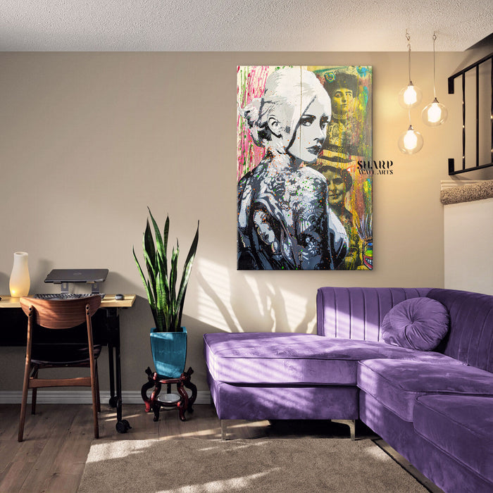 Tattoo Girl Graffiti Canvas Wall Art