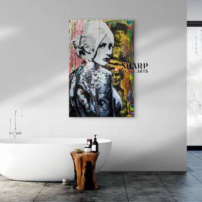 Tattoo Girl Graffiti Canvas Wall Art