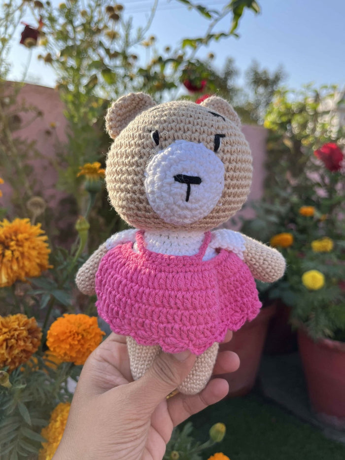 Teddy Bear-Pink with Frock - PyaraBaby