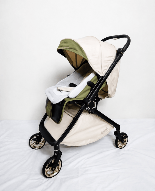 TIAANRUI Compact Travel Baby Stroller/Pram with a lightweight foldable frame, reclining seat, adjustable canopy, 5-point safety harness, smooth wheels, and storage basket for comfortable travel with babies and toddlers.