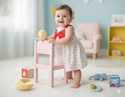 TINY TIGG Baby Sleeveless Bow Dress with Heart Print