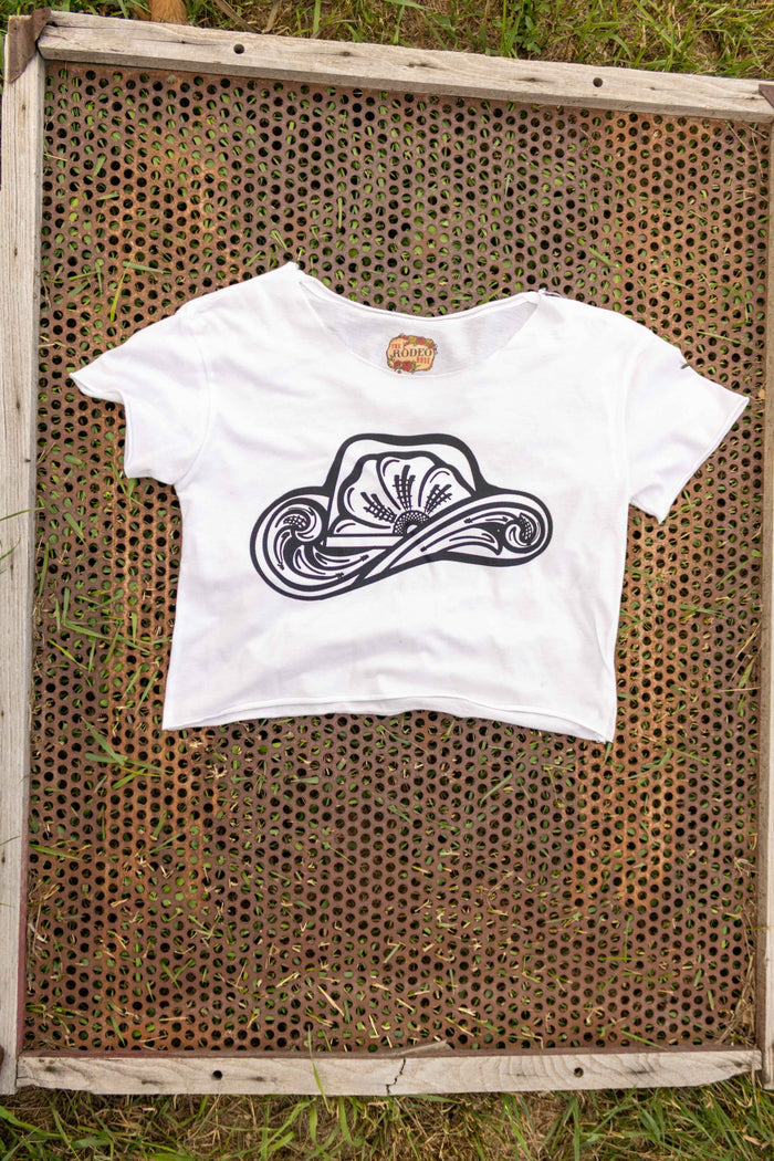 Tooled Cowboy Hat Cut Off Tee