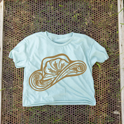 Tooled Cowboy Hat Cut Off Tee