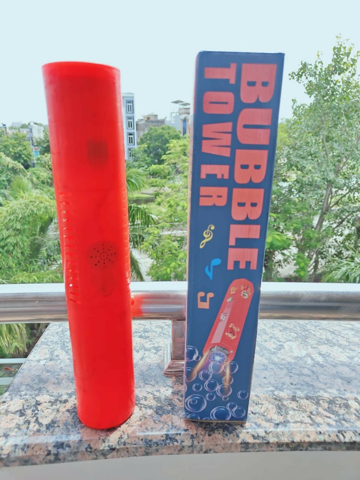 TOYTOISE Bubble Tower with Music & Light – Rechargeable Fun for Kids