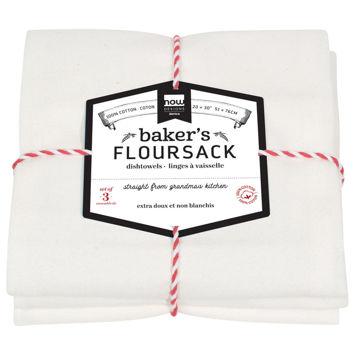 Unbleached Cotton Baker's Floursack Dishtowels Set of 3