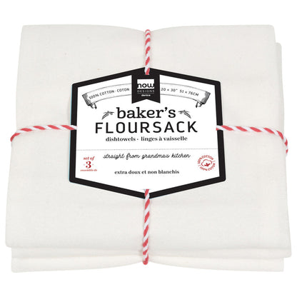 Unbleached Cotton Baker's Floursack Dishtowels Set of 3