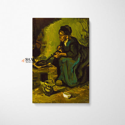 Vincent van Gogh A Peasant Woman Cooking Canvas Wall Art