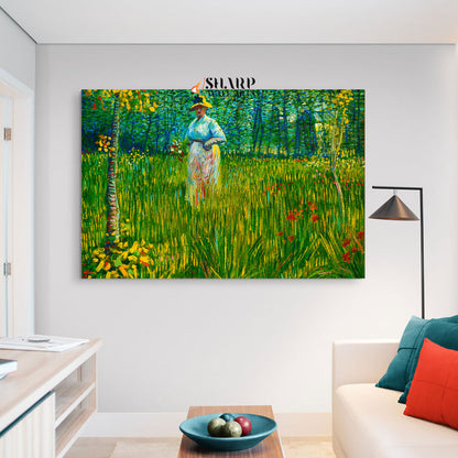 Vincent van Gogh A Woman Walking in a Garden Canvas Wall Art