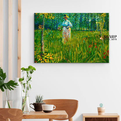 Vincent van Gogh A Woman Walking in a Garden Canvas Wall Art