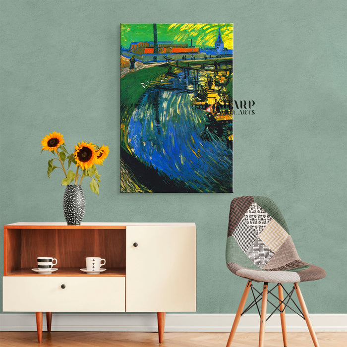 Vincent van Gogh Canal With Women Washing Canvas Wall Art