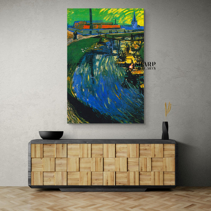Vincent van Gogh Canal With Women Washing Canvas Wall Art