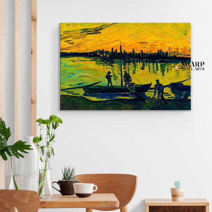 Vincent Van Gogh Coal Barges Canvas Wall Art
