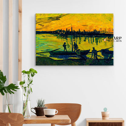 Vincent Van Gogh Coal Barges Canvas Wall Art