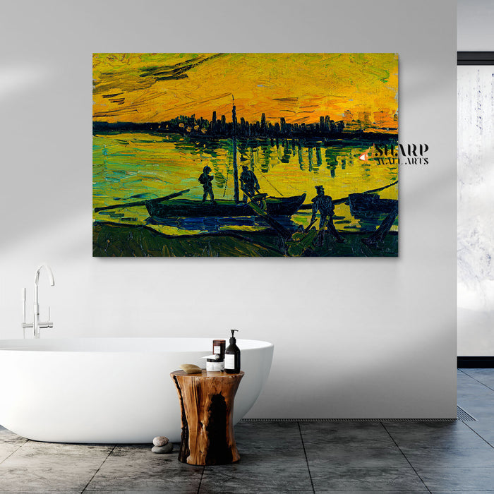 Vincent Van Gogh Coal Barges Canvas Wall Art