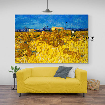 Vincent Van Gogh Corn Harvest In Provence Canvas Wall Art