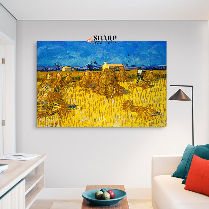 Vincent Van Gogh Corn Harvest In Provence Canvas Wall Art