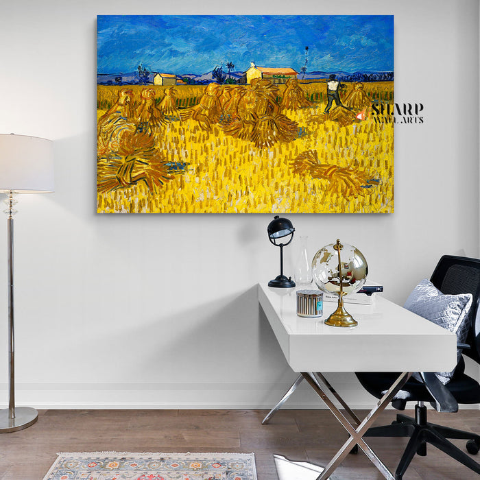 Vincent Van Gogh Corn Harvest In Provence Canvas Wall Art