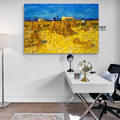 Vincent Van Gogh Corn Harvest In Provence Canvas Wall Art