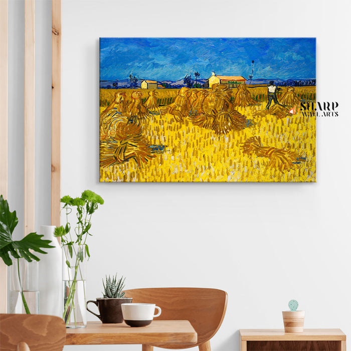 Vincent Van Gogh Corn Harvest In Provence Canvas Wall Art