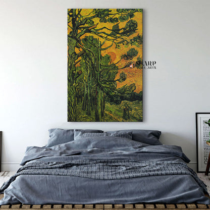 Vincent Van Gogh Pine Trees At Sunset Canvas Wall Art