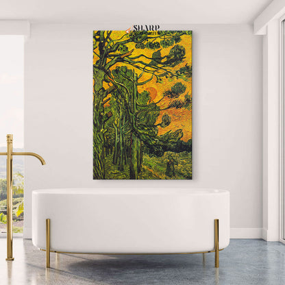 Vincent Van Gogh Pine Trees At Sunset Canvas Wall Art