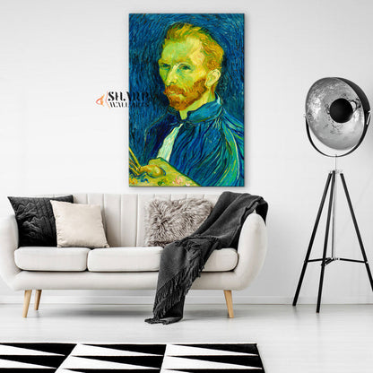 Vincent van Gogh Self-Portrait On Blue Canvas Wall Art