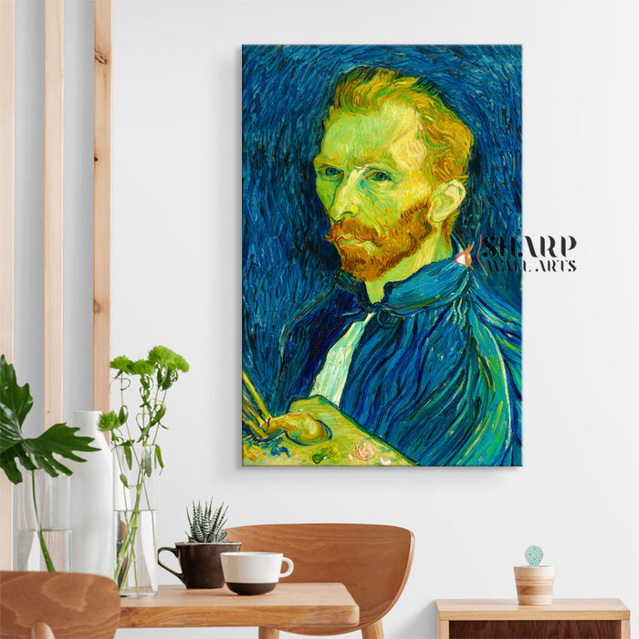 Vincent van Gogh Self-Portrait On Blue Canvas Wall Art