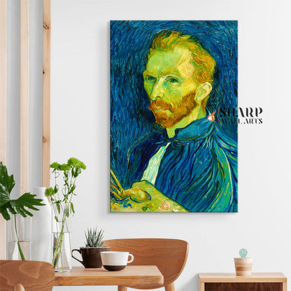 Vincent van Gogh Self-Portrait On Blue Canvas Wall Art