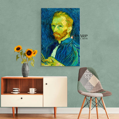 Vincent van Gogh Self-Portrait On Blue Canvas Wall Art