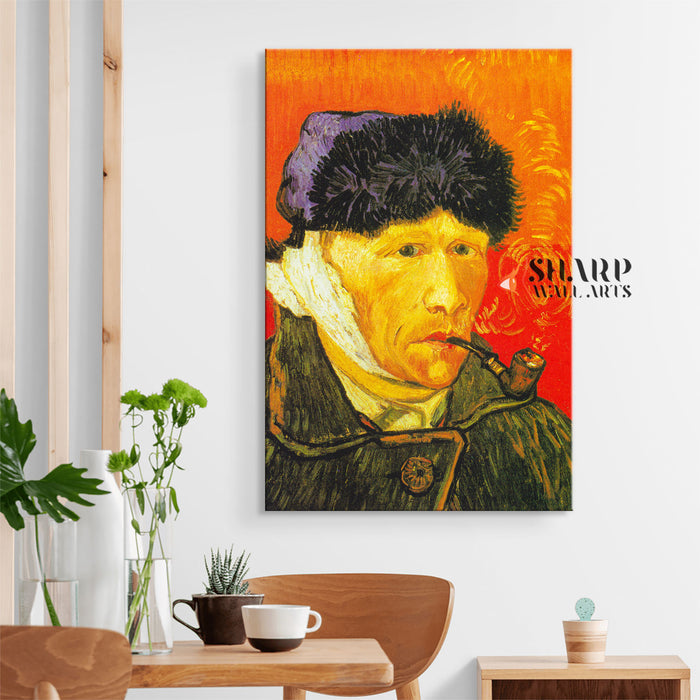 Vincent van Gogh Self-Portrait With Bandaged Ear And Pipe Canvas Wall Art