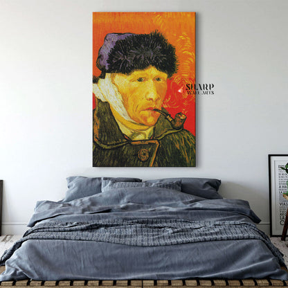 Vincent van Gogh Self-Portrait With Bandaged Ear And Pipe Canvas Wall Art