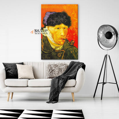 Vincent van Gogh Self-Portrait With Bandaged Ear And Pipe Canvas Wall Art