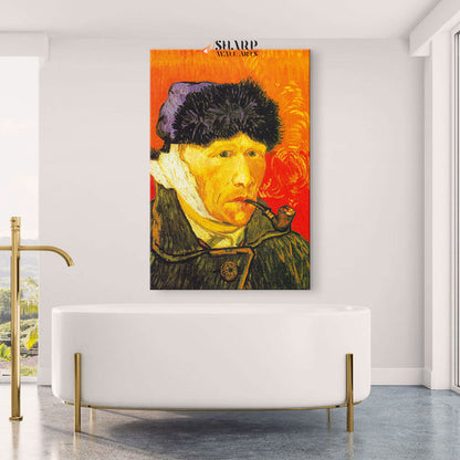 Vincent van Gogh Self-Portrait With Bandaged Ear And Pipe Canvas Wall Art