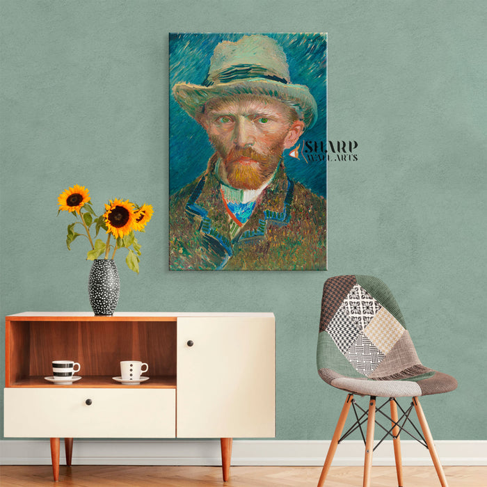 Vincent van Gogh Self-Portrait With Grey Hat Canvas Wall Art
