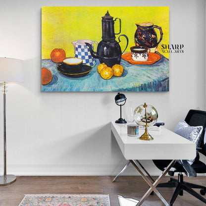 Vincent van Gogh Still Life With Blue Enamel Coffeepot Canvas Wall Art