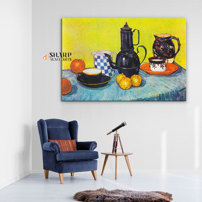 Vincent van Gogh Still Life With Blue Enamel Coffeepot Canvas Wall Art