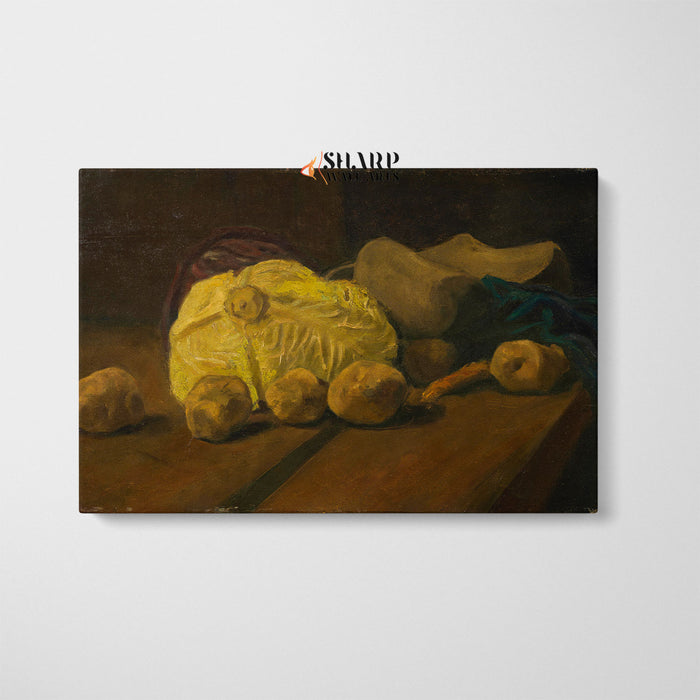 Vincent van Gogh Still Life With Cabbage And Clogs Canvas Wall Art